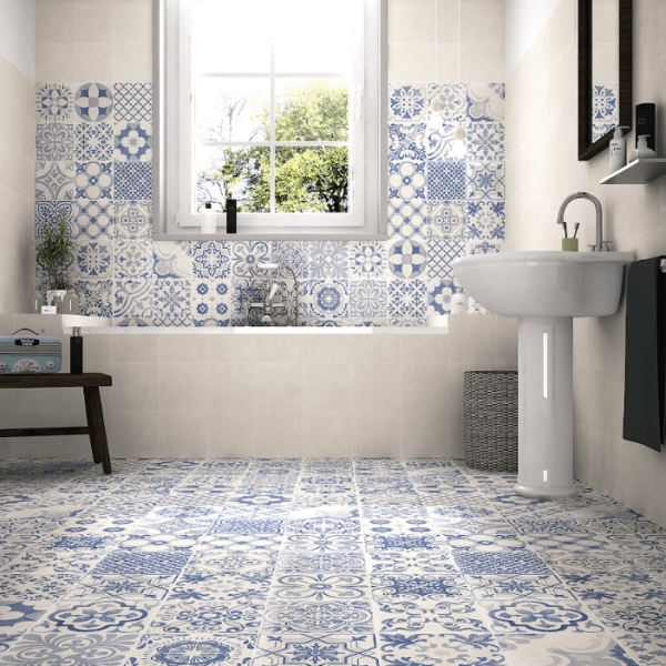 azulejos para baño azul